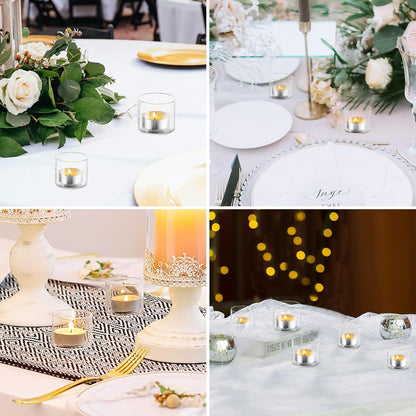 20+Extra 4 Wedding Votive Tea Light Holders - Mini Clear Glass Tealight Candle Holder as Candlelit Dinner Party Events