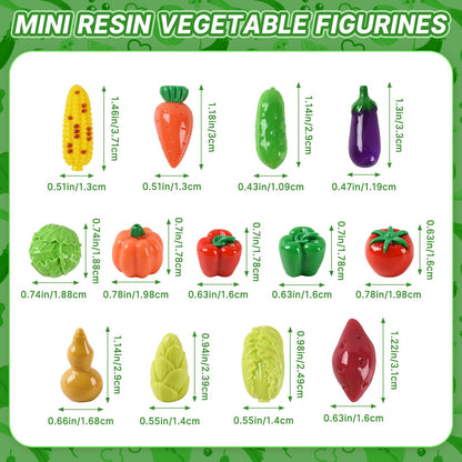 Hanycon 70PCS Mini Resin Vegetable Figurines Miniature Vegetable Figurines Tiny Mini Food for Home House Grocery Photography Party Decoration