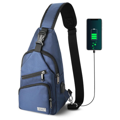 AMJ Crossbody Sling Bag Men Women, Casual Shoulder Backpack, Chest Daypack Satchel for Hiking Travel