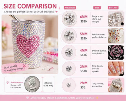 BlissVeritura 32000Pcs Clear Silver Rhinestones for Bedazzling Kit,Mix Sizes Silver Clear Flatback Gems,2,3,4,5,6MM Bedazzled Stones Crystal with B7000 Jewelry Glue for Crafting, Nail Art.