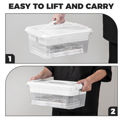 CraftGenes Craft Storage Box with Removable Tray, 20 QT Clear Plastic Organizer with Lids, White Playdoh Storage Containers for Crafts Supplies, Tools, Puzzles