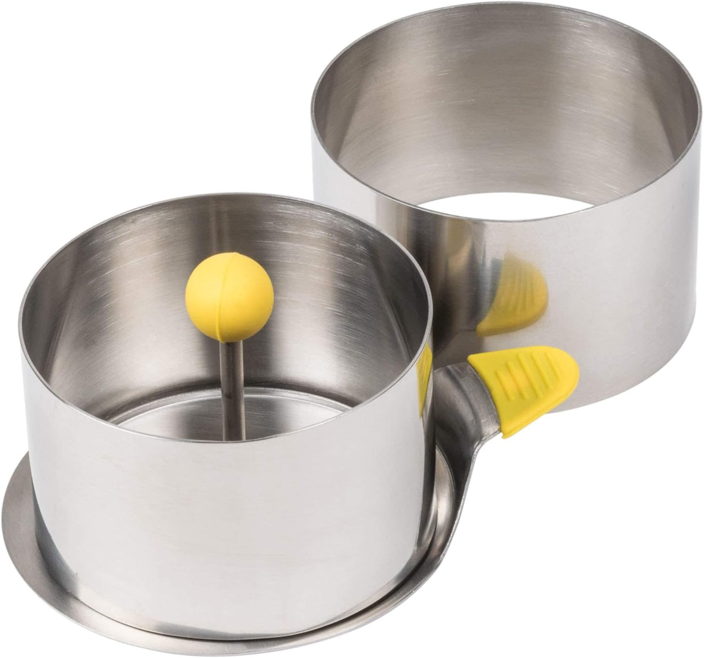 Ateco Round Food Molding Set, 4-Piece Set, 3.5 by 2.1-Inches High, Includes 2 Rings, Fitted Press & Transfer Plate