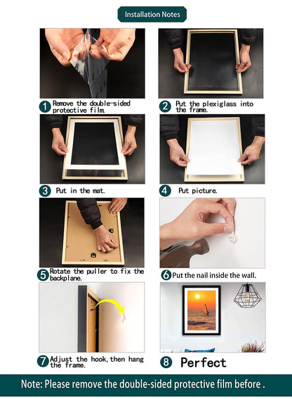 ZZFQXZ 12x16 Frames for Diamond Painting 30x40cm Diamond Art Frame Display Picture 10x14inch/25x35cm with Mat, 12x16inch/30x40cm Solid Wood Frame Black (ZK002