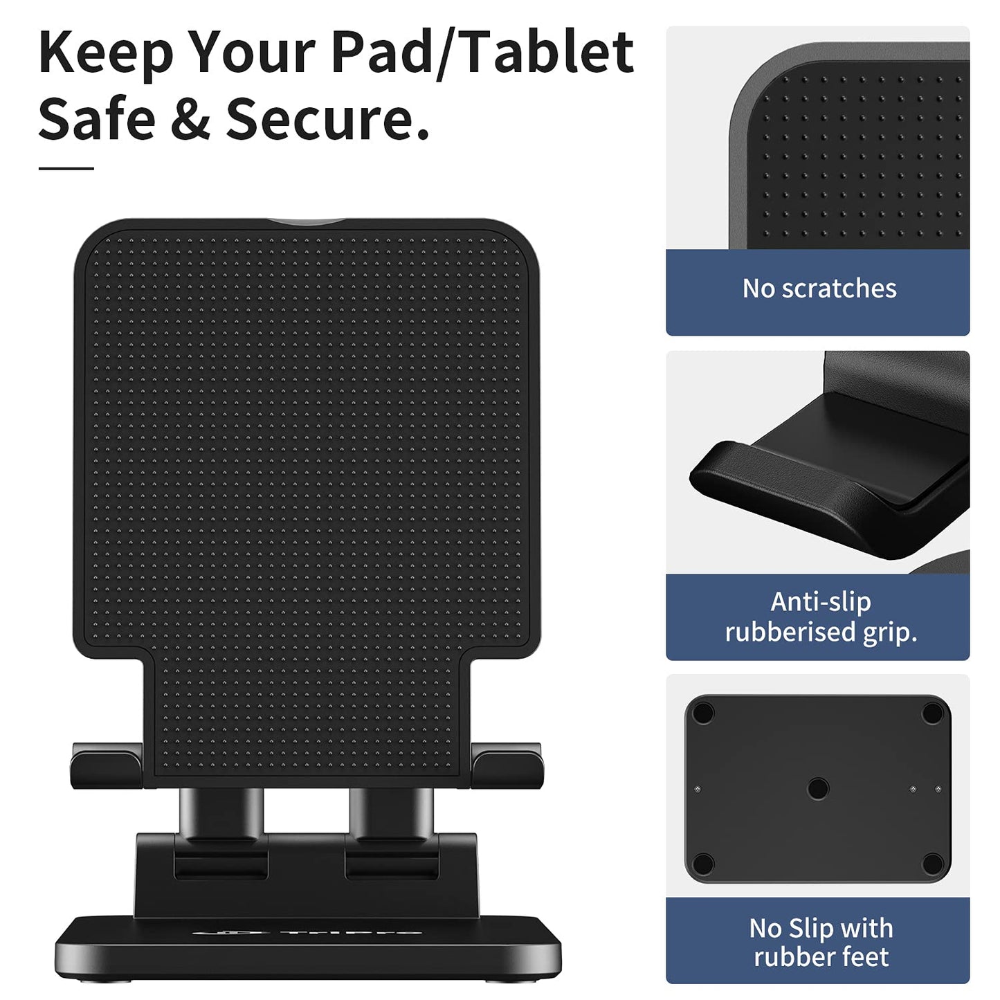 TriPro Tablet Stand -Portable Monitor Stand,4.72" Wide, Adjustable & Foldable, Super Sturdy,Tablet Holder for Desk Compatible with iPad/Tablets/Portable Monitor 7"-15.6"