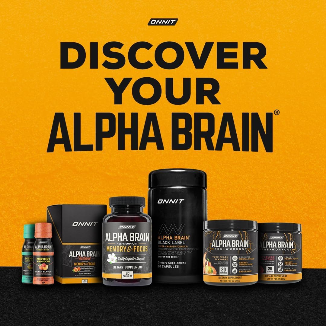 ONNIT Alpha Brain Nootropic Brain Supplement for Men & Women | Memory, Mental Clarity & Cognitive Improvement | Focus Capsules with L-Theanine, Vitamin B6 & Phosphatidylserine (90 Count)