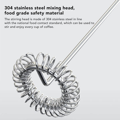 Mini Handheld Drink Mixer - Portable Stainless Steel Electric Milk Frother with Metal Base (Black and Bracket)