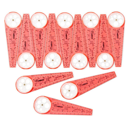 hand2mind Safe-T Math Compass, 10 in. Orange Compass Set for Geometry, Drawing Tool, Dysgraphia Tools for Kids, Circle Drawing Tool, Math Classroom Supplies (Set of 12)