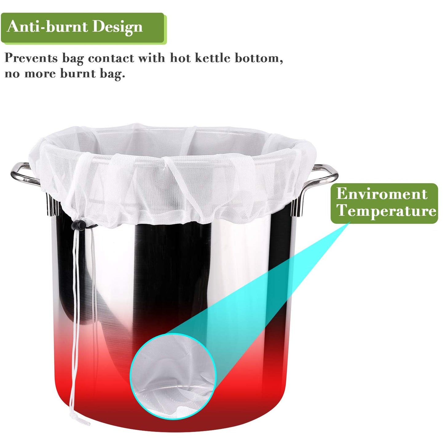 Brew Bags Reusable 3 Pack, Extra Large 26"x22" Fine Mesh Strainer Bag for Home Brewing Hops Grains Wine Beer Making Drawstring Straining Brew in a Bag