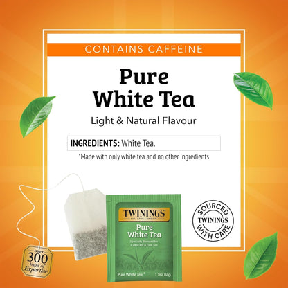 Twinings Pure White Tea - Individually Wrapped Bags, Light & Fresh Flavor, 20 Count (Pack of 6)
