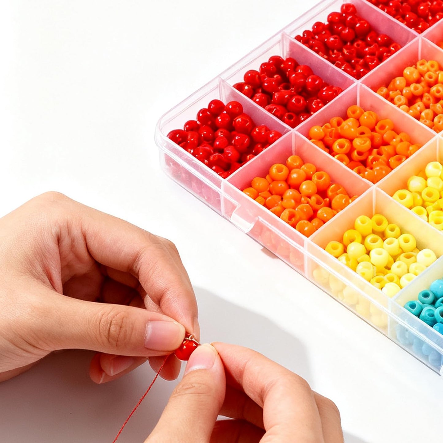 MAHIONG 20PCS 28 Grids Clear Plastic Organizer Box with Fixed Dividers for Beads, Fishing Tackles & Small Parts Storage (7.9x6.2x1.2in)