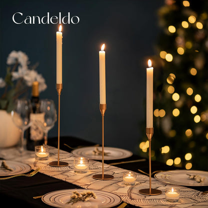 Candeldo Gold Taper Candle Holders: Set of 6 Tall Candlestick Holder for Table Centerpiece Metal Candles Stick Holders Stand Wedding Decor