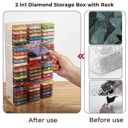 30 Piece Set of Diamond Painting Storage Containers, 2-in-1 Diamond Painting Trays and Racks, Diamond Art Accessories, Diamond Art Diamond Storage