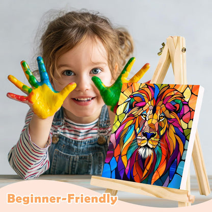 4 Pack Paint by Numbers Kit for Kids Easy Kid Paint by Number Kits Ages 8-12 Animal DIY Painting Kits for Kids Age 4-8 Beginner Paint by Number Canvas with Frame Children Color by Numbers Kit 8x8 Inch