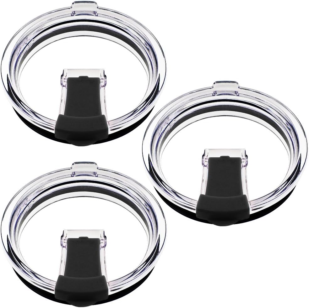 SENHAI 30 oz Tumbler Lids, Fits YETI Rambler, Ozark Trail, Old Style Rtic, 3 Pack, Black