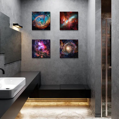 16x16" Space Wall Art Galaxy Futuristic Decor for Teens Room Outer Space Nebula Pictures Boys Bedroom Marvel Room