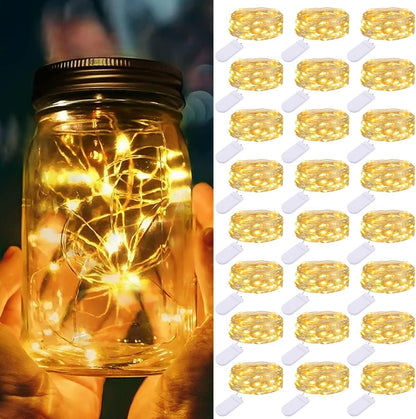 24 Pack 7ft 20 litogo Fairy Lights Battery Operated, LED Waterproof Fairy String Lights Small Mini Light for Mason Jars