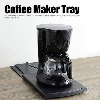 Coffee Maker Roller Tray - Kitchen Appliance Rolling Counter, Large Black Kueirg Storage Organization, Sliding Holder