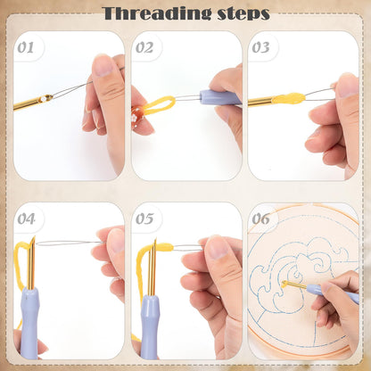 JSRQT Honey Gnomes Punch Needle Kit for Beginners, Punch Needle Embroidery Starter Kit for Adult Kids, DIY Cross Stitch Rug Hooking Craft Beginners Kit with Tools for Home Decor