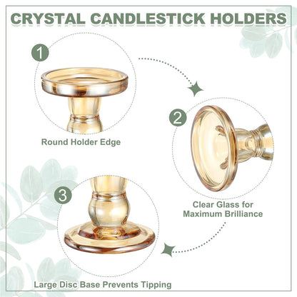 uxcell 14 cm Glass Candle Holder for Taper/Column Candles, Candle Holders Tealight Stand Candlestick for Tealight Wedding Table Centerpiece Home Decor, Brown