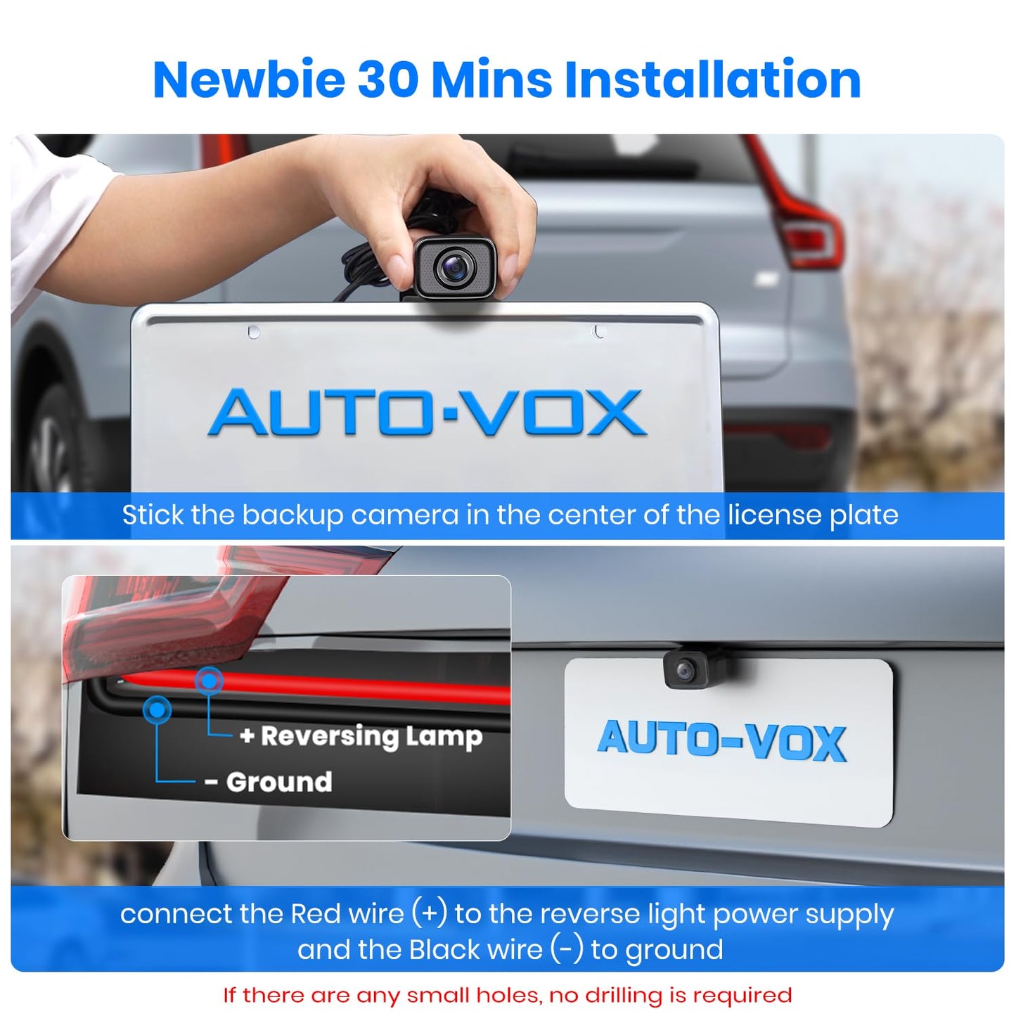 AUTO-VOX CS-2 Wireless Backup Camera with 4.3" Car Monitor, Easy Install Stable Digital Signal Back Up Camera System, Super Night Vision Reverse Cam for Truck, SUV, Van, Trailer