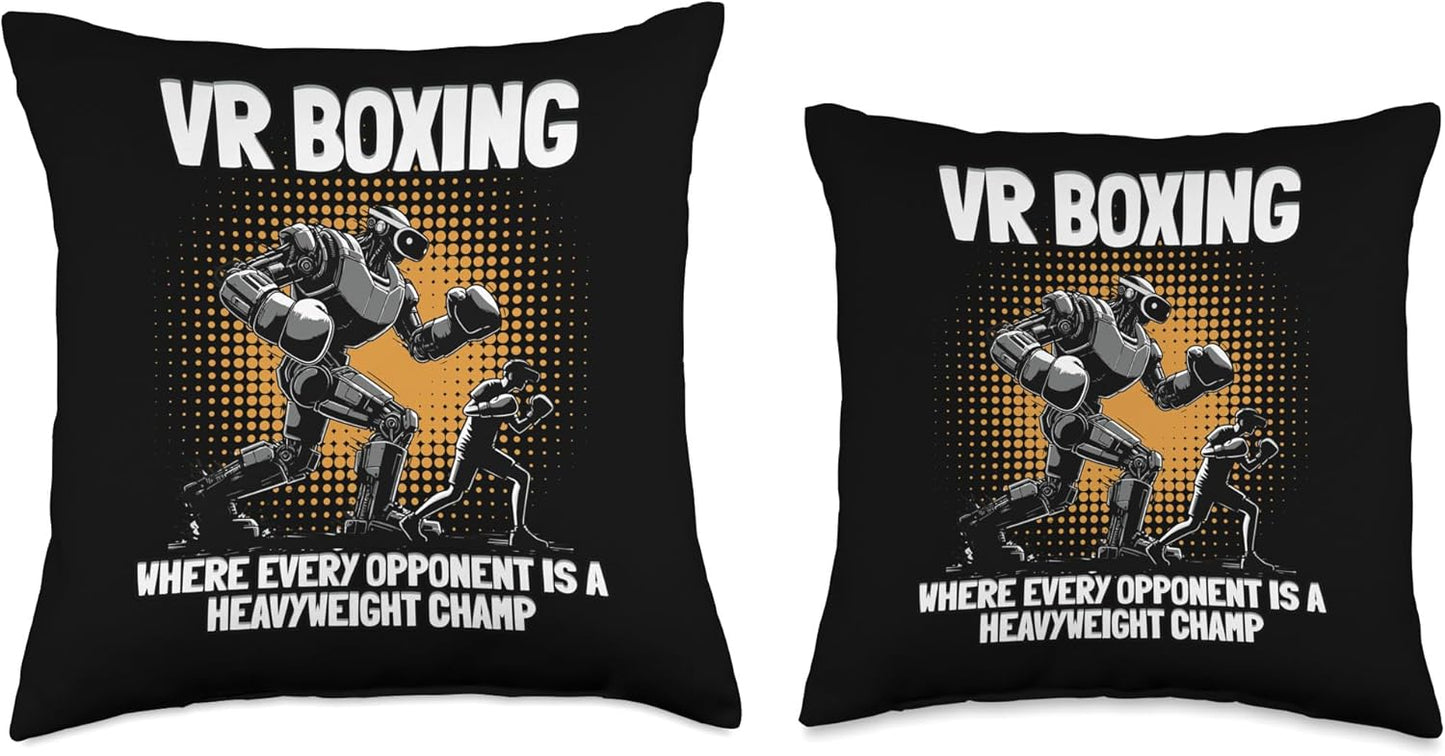 VR Boxing Heavyweight Champ Gamer Throw Pillow
