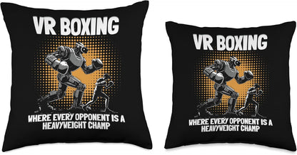 VR Boxing Heavyweight Champ Gamer Throw Pillow