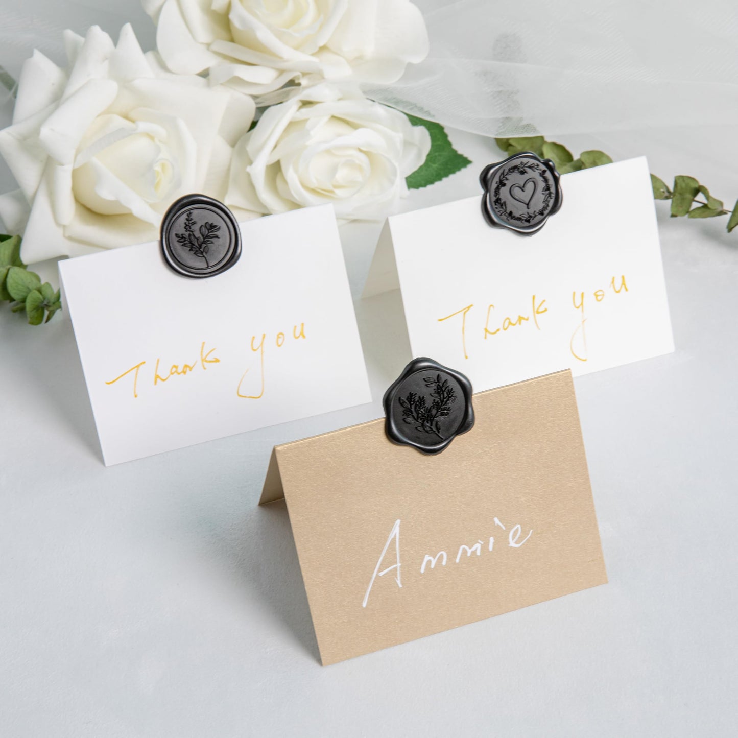 Uwilowe 60 Pcs Black Wax Seal Stickers Self-Adhesive Envelope Seals Stamp Stickers, Perfect for Wedding Invitations Seating Chart Christmas Gift Wrapping 3 Designs in 1 Pack