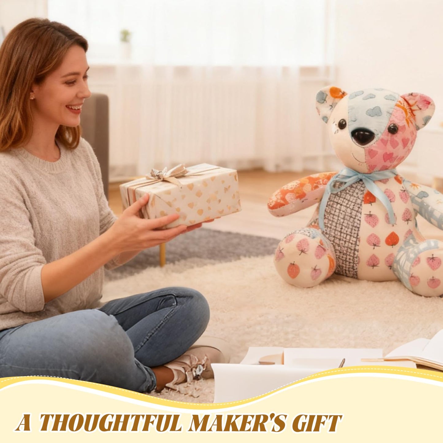 15IN Memory Bear Sewing Patterns Template Ruler Set with Instruction Manual, Memory Bear Patterns Templates for Sewing