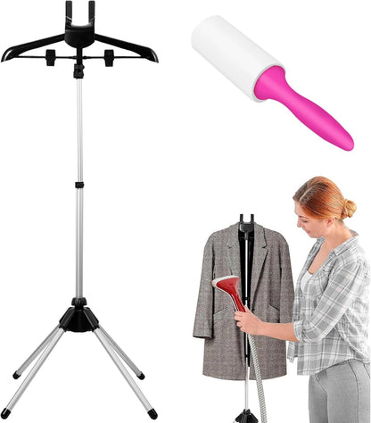 DJAPWPX Telescopic Garment Steamer Rack, Height Adjustable Clothes Steamer Holder, Foldable Standing Hanger