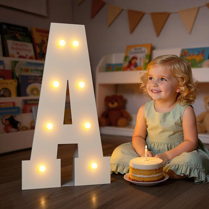 2FT Light up Letters, Large Marquee Letters A, 2.3 Feet Tall Big Sign A with Warm White Light for Birthday Wedding Proposal Engagement Graduation Party Backdrop Decorations
