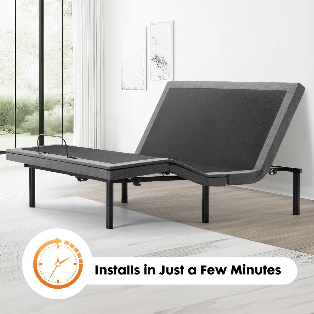 Sweetcrispy Twin XL Adjustable Bed Frame, Ergonomic Electric Base with Wireless Remote and 2 USB Ports, Head and Foot Incline, Zero Gravity, Anti-Snore, Easy Assembly