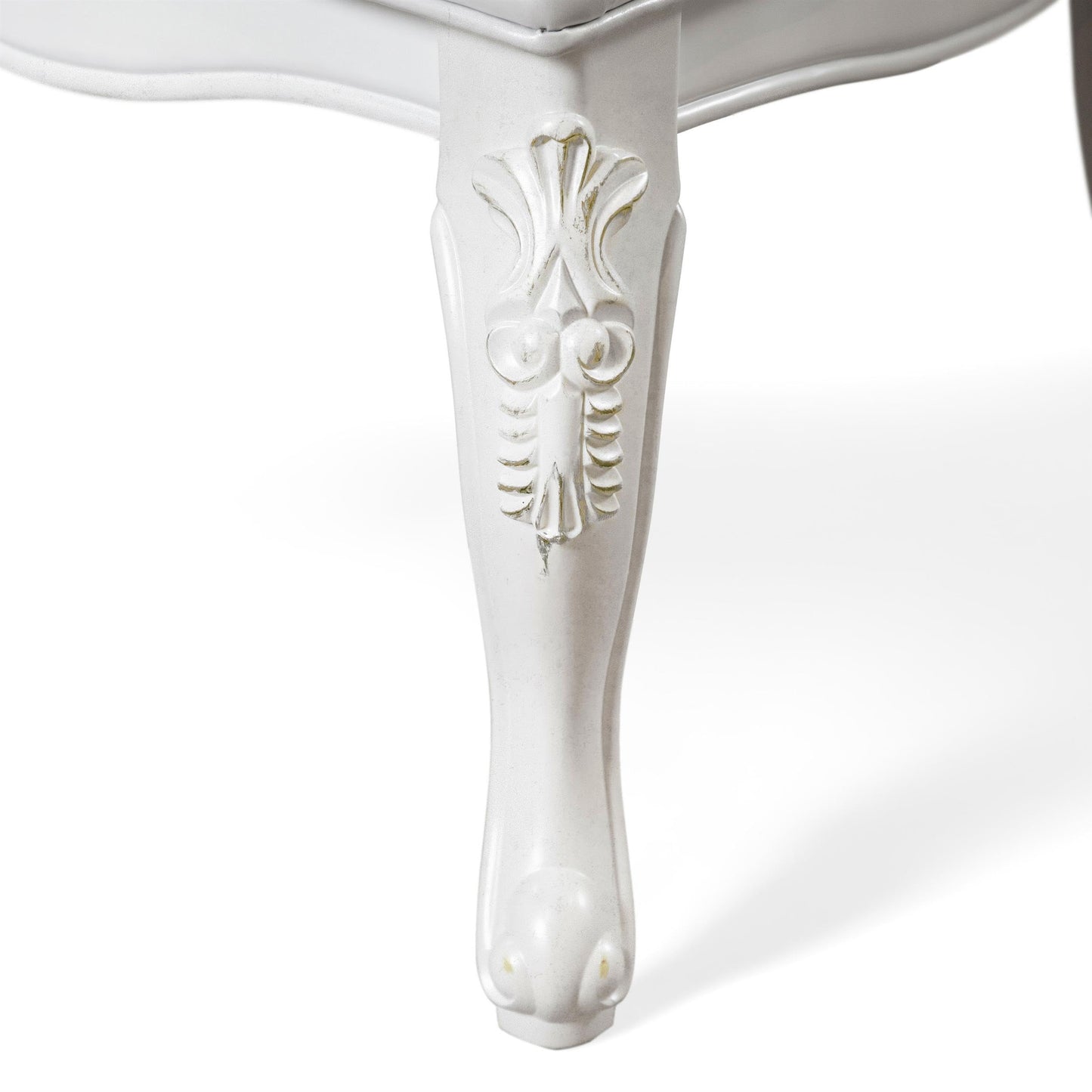Furniture of America Adair Traditional Solid Wood Side Chairs Set of 2, Leatherette Upholstered Seating with Nailhead Trim and Cabriole Legs for Kitchen, Dining Room, White