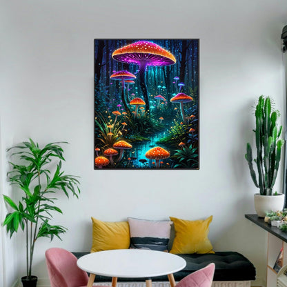 ldazao Paint By Numbers Kit for Adults Beginner Mushroom Paint By Number Kits On Canvas Mushrooms Forest Adults' Paint-By-Number Kits DIY Oil Painting Kits for Gift Wall Decor 16x20 Inch