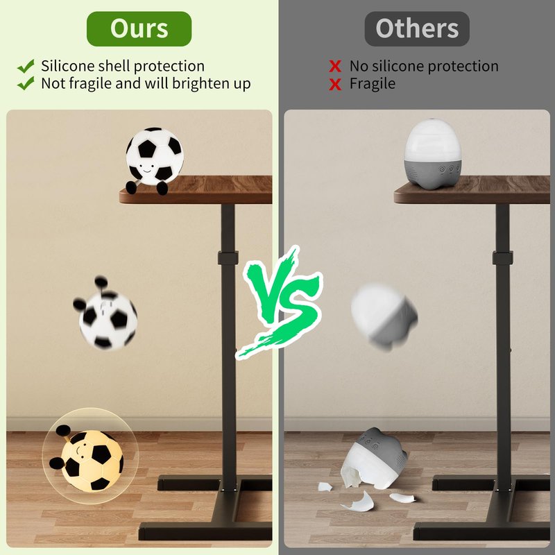 YISUN Soccer Night Light for Boys Light Up Football Lamp Dimmable Rechargeable Silicone Night Light Home Decor Birthday Christmas Gifts for Kids
