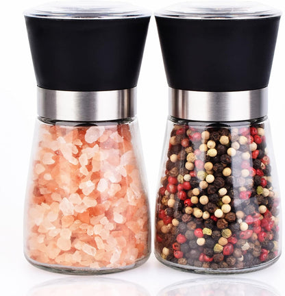 Salt and Pepper Grinder Shakers Set, Refillable Spice Mill Grinders (2.5 inches x 5.1 inches)