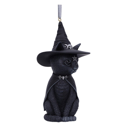 Nemesis Now Cult Cuties Purrah Hanging Ornament 11.5cm, Resin, Black, Scarily Adorable Bewitching Cat Hanging Ornament, Witch Cat, Cast in The Finest Resin, Expertly Hand-Painted