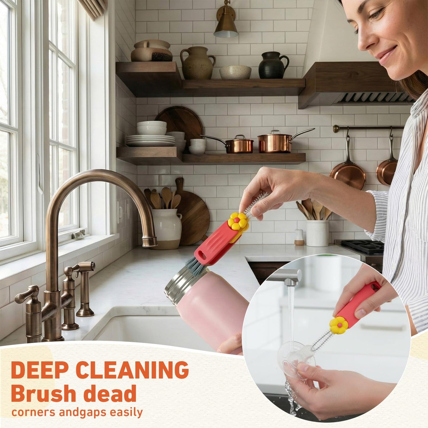 Acellegic 20 Pack 3-in-1 Cup Lid & Gap Cleaning Brush Bulk, Multifunctional Bottle Cleaning Brush Set for Cup Lid, Gap and Corner Brushes, Home Kitchen Clean Brushes Tools