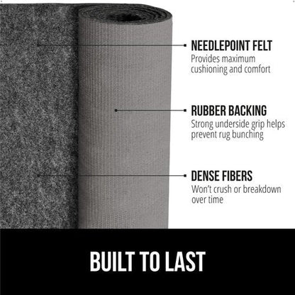 GORILLA GRIP Rug Pad - Slip Resistant Felt with Rubber Backing - 1/8 Inch Thick, 3x5 FT for Area Rugs