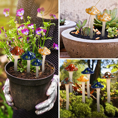 Garden Decor Mushrooms, Ceramic Mushroom for Garden Fairy Yard Decoration DIY Ornament for Dollhouse Potting Shed Flowerpot Plants Lawn Garden Outdoor Statue