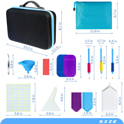 MoeeBtee Diamond Painting Organizer - 60 Slot Accessories and Tools Case, Jewelry Beads Storage Box - Blue
