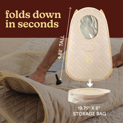 Homedics Portable Sauna – Collapsible Personal Steam Sauna for Stress Relief & Muscle Relaxation, Fast 1-Min Setup, Heats to 115°F, Up to 60 Min Session, Compact Foldable Design