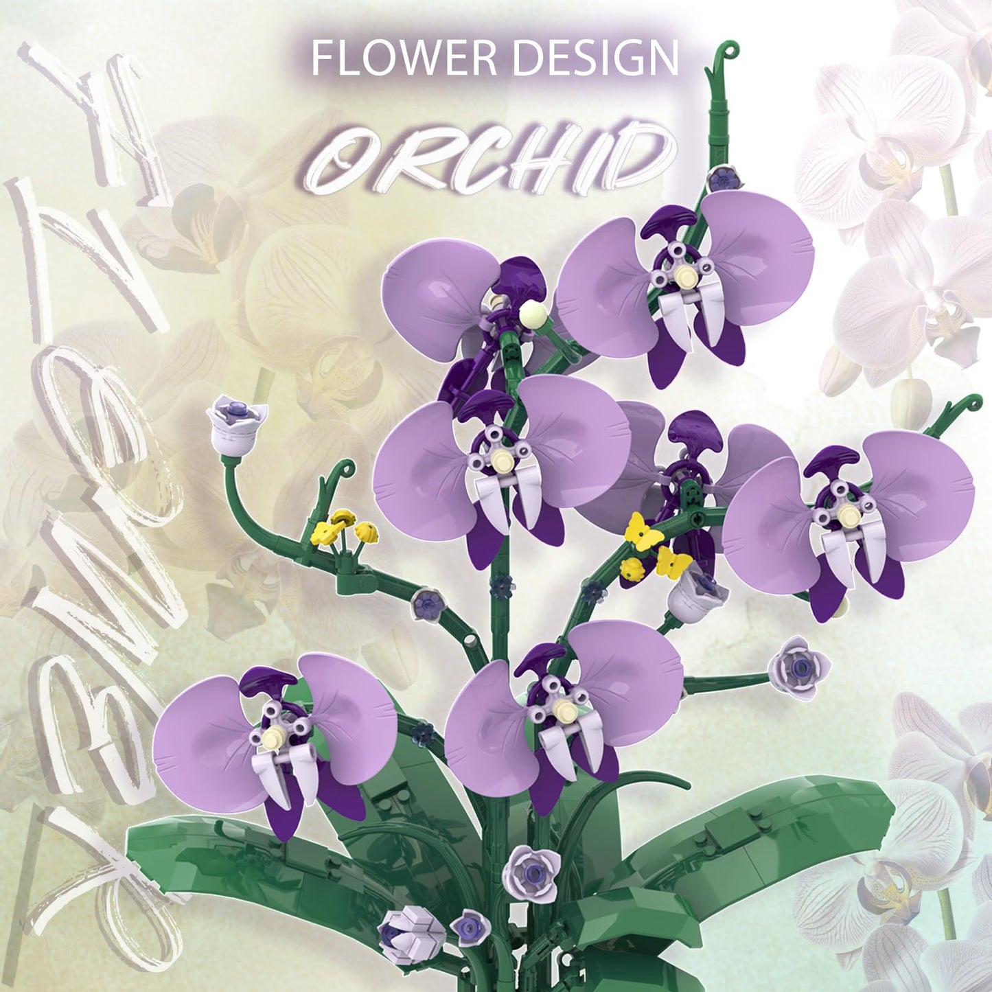 Botanicals Orchid Flower Kit, Flower Pot Set, Compatible with Lego Botanical Collection for Adults, Artificial Bouquet Flower Arrangement, Living Room Office Home Decor, Ideal Gift, 832PCS