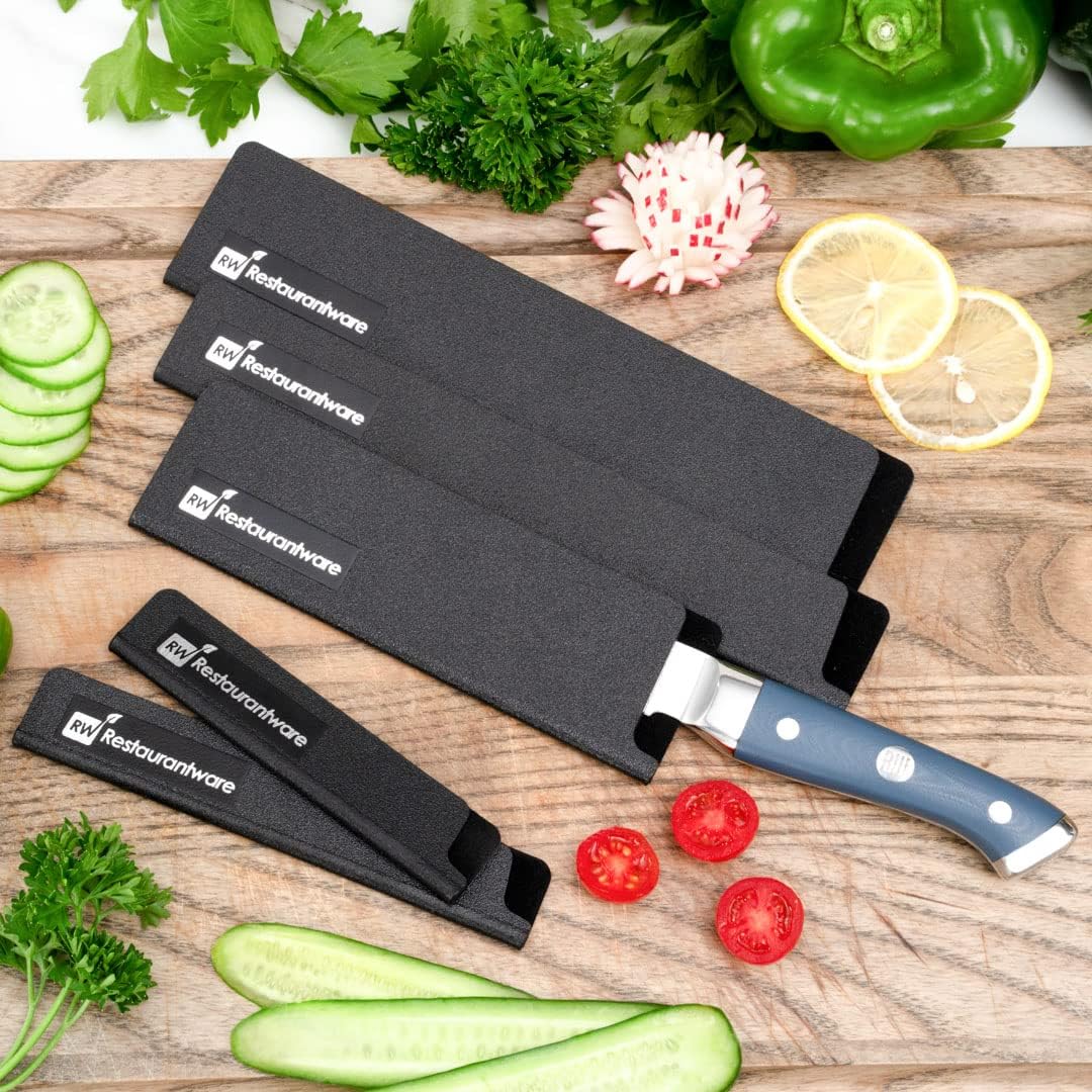 Restaurantware Sensei Knife Sleeve 6.5 x 2 Inch - 1 Knife Protector with Felt Lining, Black Plastic Blade Guard