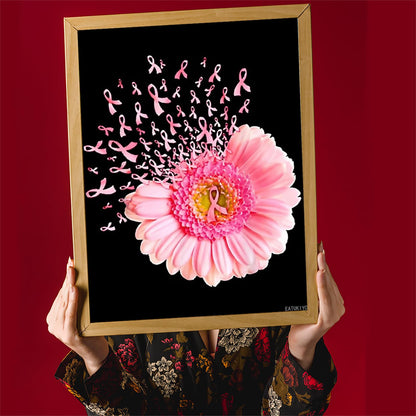 EATUKYIC Vintage Breast Cancer Awareness Pink Daisy Flower Diamond Painting Kits DIY Full Round Drill Soft Canvas Art Craft Kit 12x16 Inch