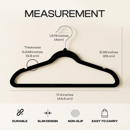 Utopia Home Velvet Hangers - 100 Pack Luxury Non-Slip Slim Coat & Pant Hangers | Space-Saving Black Design