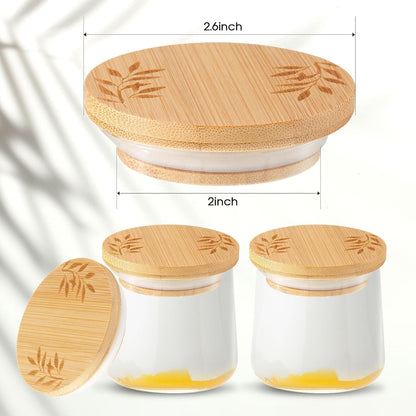 18 Set Pcs Yogurt Jar Lids Compatible with Oui Yogurt Jars Bamboo Wooden Lids Round Reusable Canning Covers