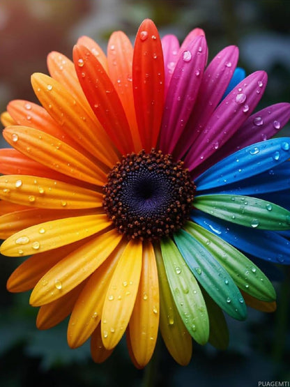 PUAGEMTI Rainbow Flower Closeup Diamond Art Kits for Adults DIY 5D Full Drill Diamond Painting for Home Wall Decor, Frameless Diamond Painting Kits for Adults Beginner 12x16 Inch