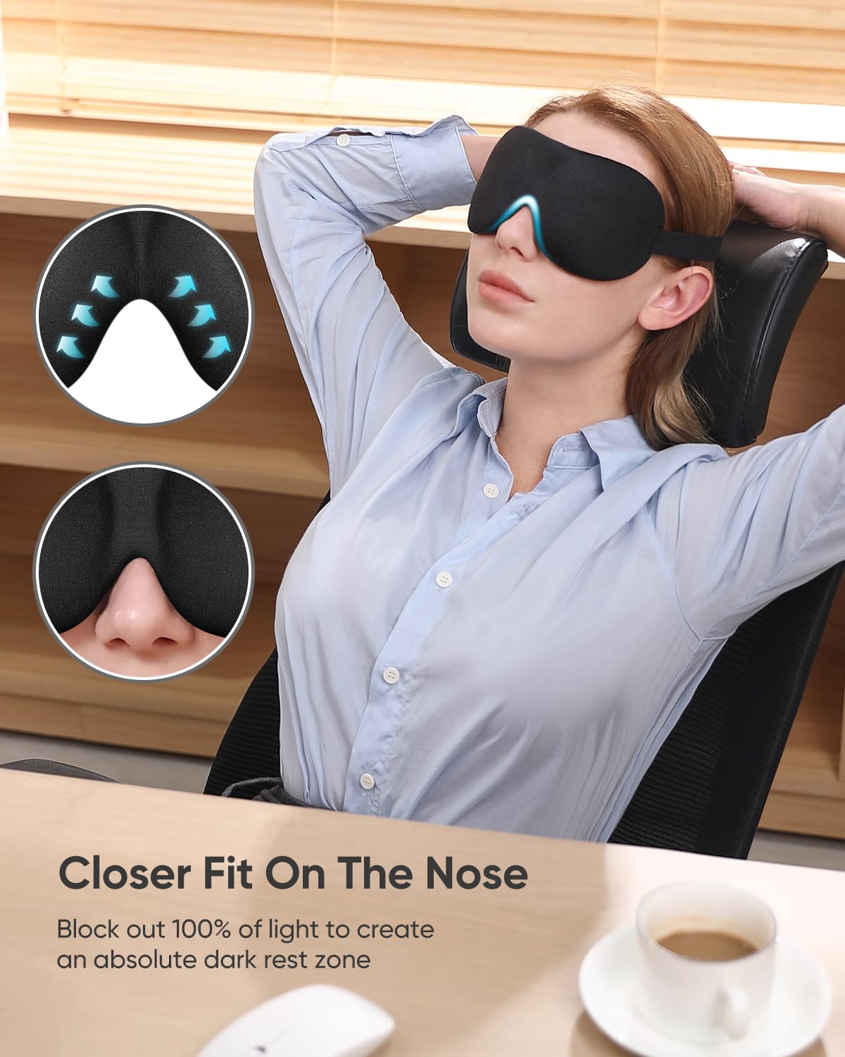 LKY DIGITAL Sleep Mask for Side Sleeper 3 Pack, Blackout 3D Eye Mask for Sleeping, Night Blindfold for Men Women
