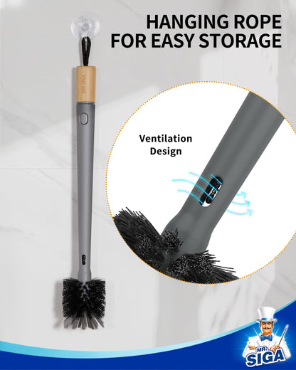MR.SIGA Water Bottle Brush and Straw Cleaner Brush, Long Handle Bottle Cleaner Brush, 2 in 1 Bottle Cleaning Brush for Sports Bottles, Baby Bottles, Mugs, Straws, Gray