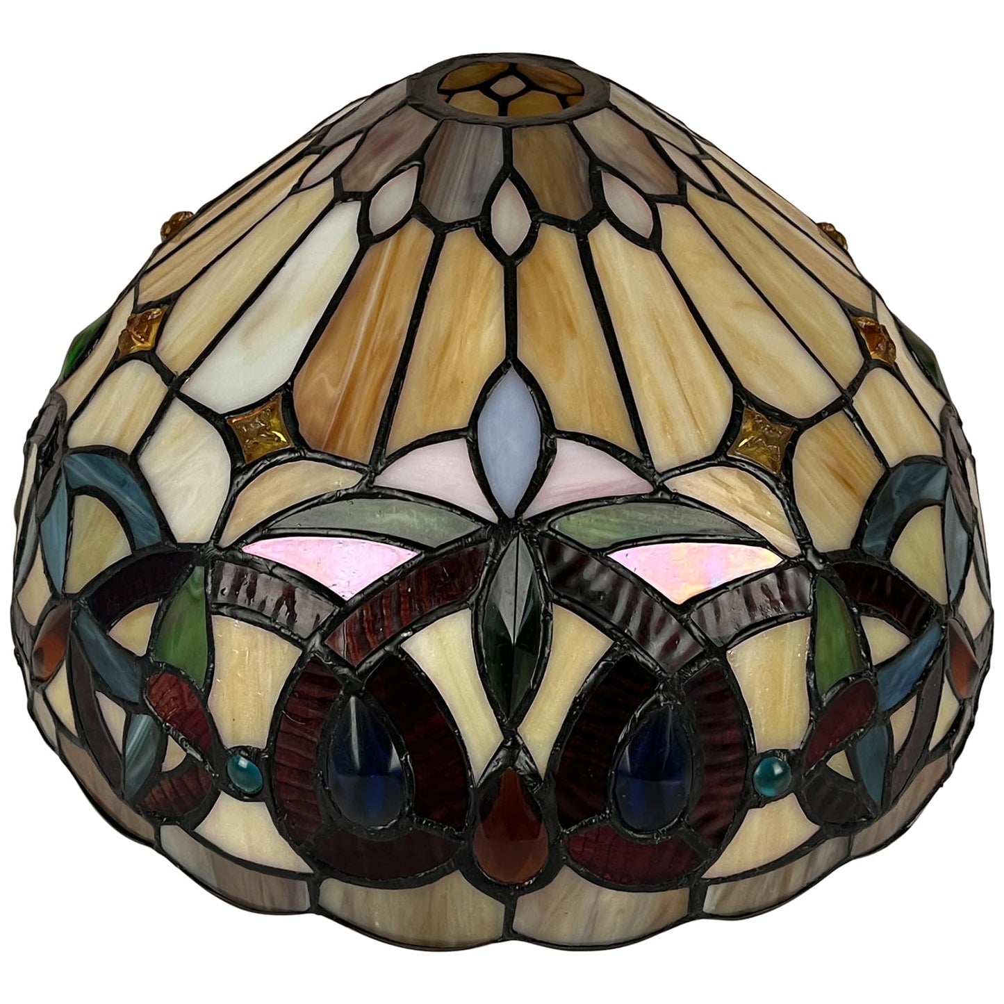Capulina Tiffany Lamp Shade 12 Inches Wide Accessories Replacement Cream Brown Style Stained Glass Lampshade for Torchiere Floor Lamp and Pendant Light